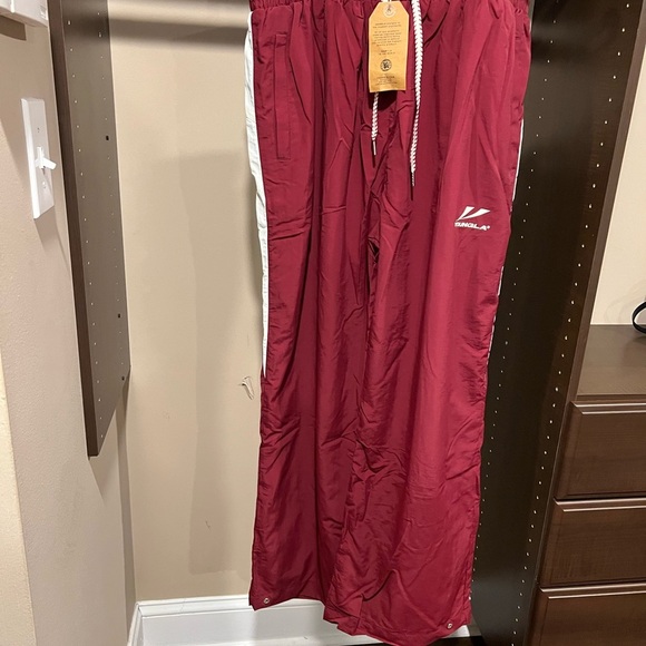 YoungLA Red Joggers with White Stripe - Picture 2 of 8